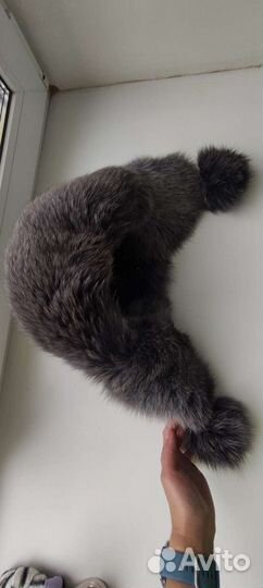 Шапка натуральная кожа+песец