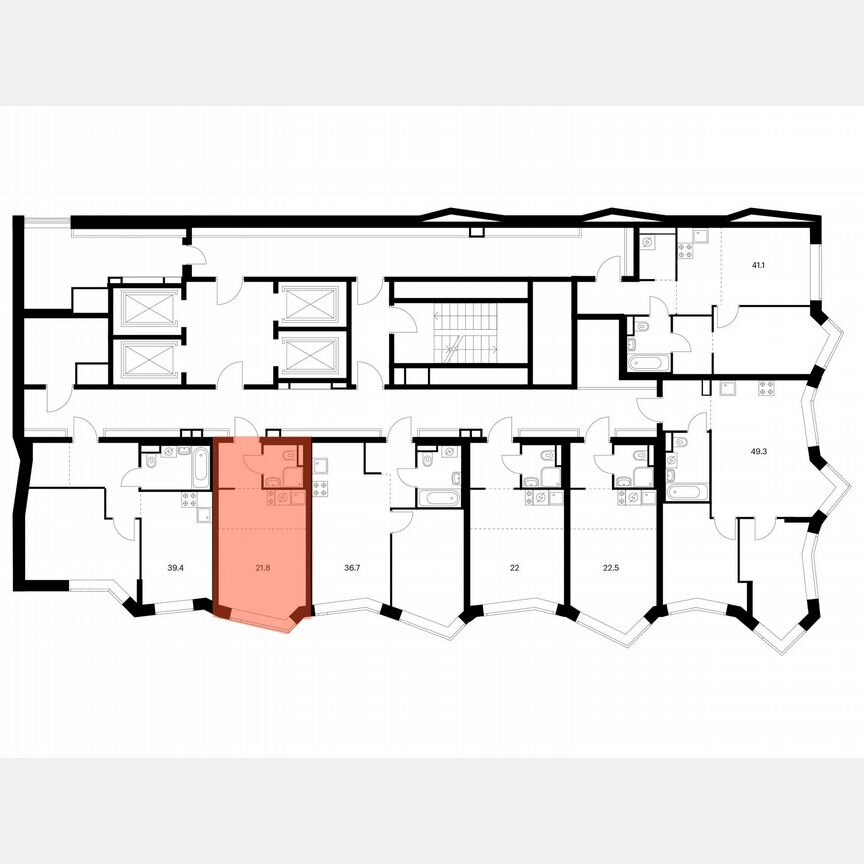 Квартира-студия, 21,8 м², 30/31 эт.