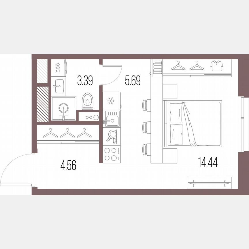 Квартира-студия, 28,1 м², 3/10 эт.