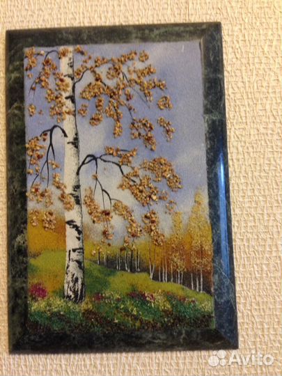 Картина из нат камня малахит