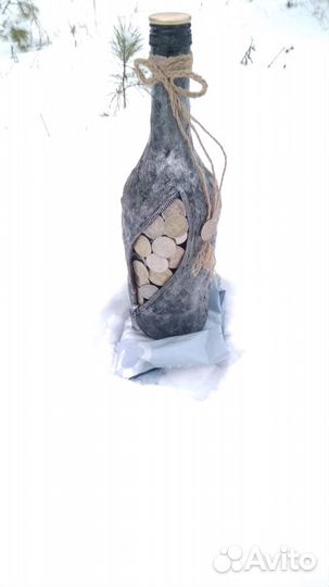 Бутылка декор декупаж денежный символ на удачу