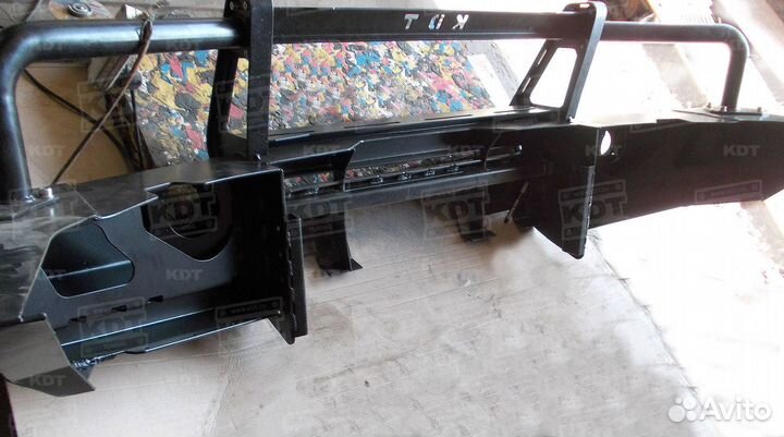 Передний силовой бампер с кенгурином алюминиевый