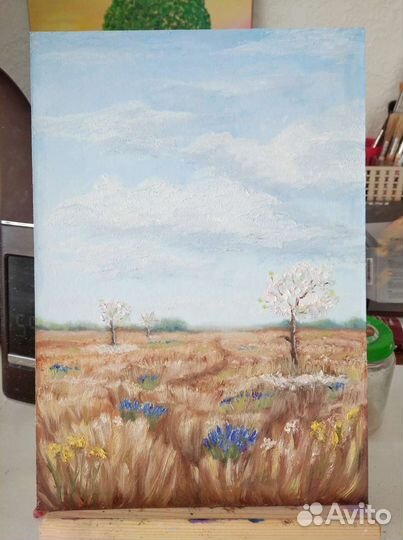 Картина маслом Облака Весна