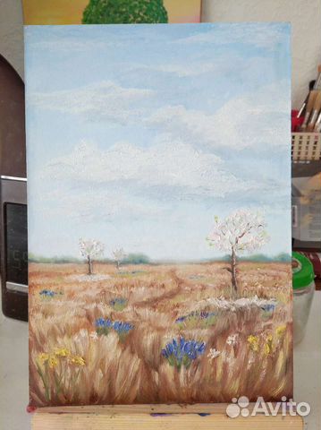 Картина маслом Облака Весна