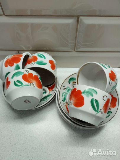 Чайные пары Вербилки. Тарелки Пионы Дулево. СССР