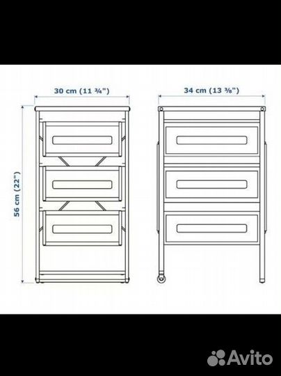 Тумба IKEA с выдвижными ящиками на колесах