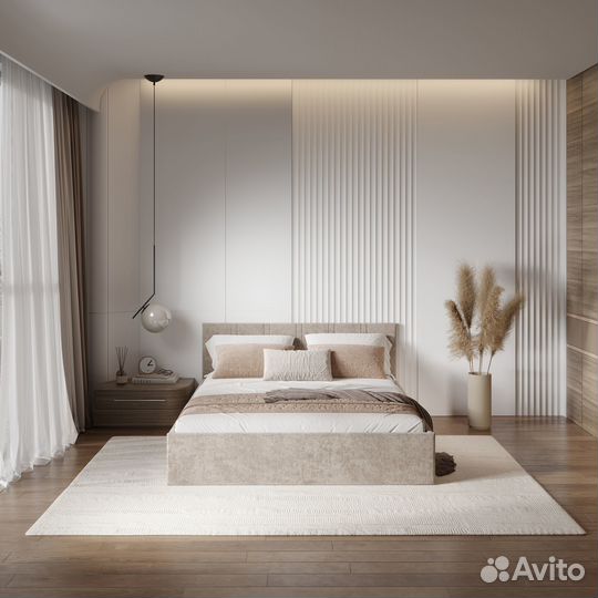 Кровать Ника 160+ПМ теплый бежевый