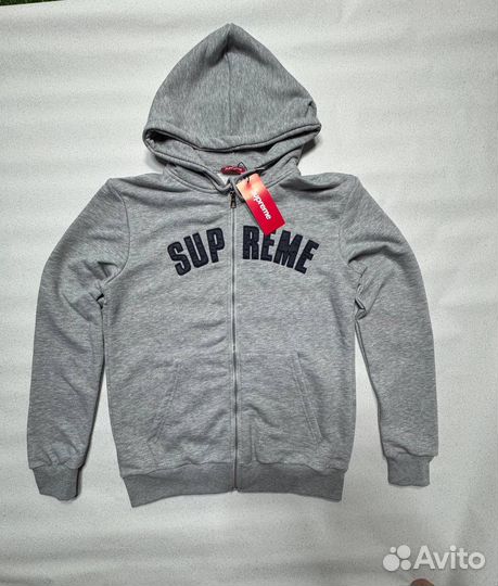 Зип худи Supreme серая