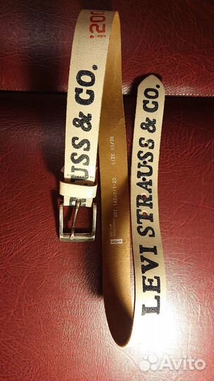 Levi'S бежевый, кожаный ремень, размер 95/38