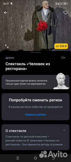 Билет на спектакль 