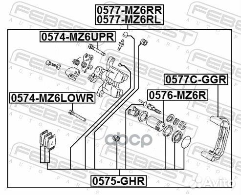 Скоба тормозного суппорта mazda 6 02- задн