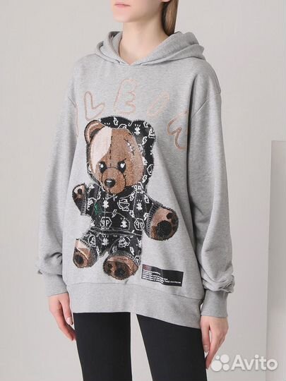 Худи хлопковое с принтом Philipp Plein