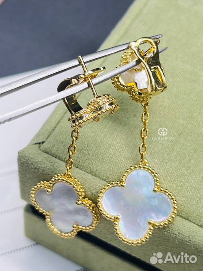 Серьги с перламутром Van Cleef& Arpels премиум