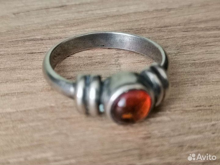 Кольцо СССР Серебро Янтарь