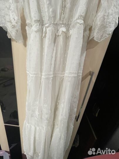 Белое платье длинное размер M