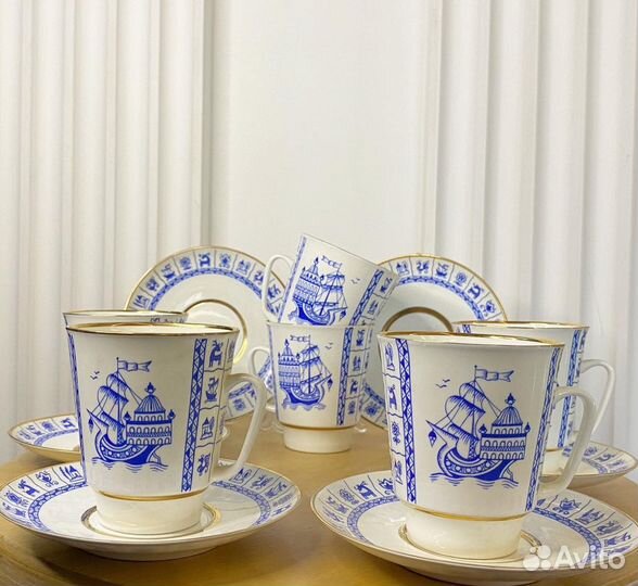 Кофейная пара Кораблик лфз костяной фарфор