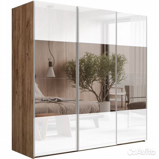 Шкаф-купе Эста 3-х дверный Комби (6 Белых стекол