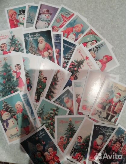 Открытки новогодние мини маленькие в коробке