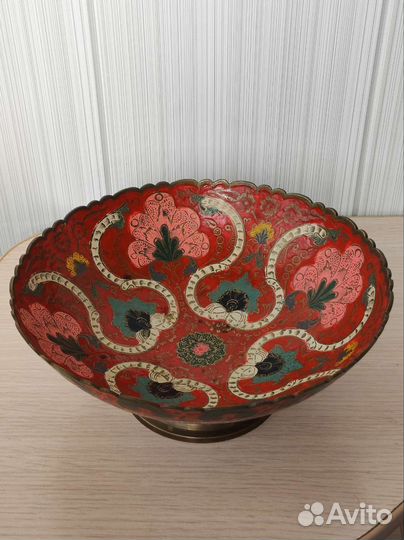 Бронь. Ваза для фруктов на ножке. Индия. Латунь