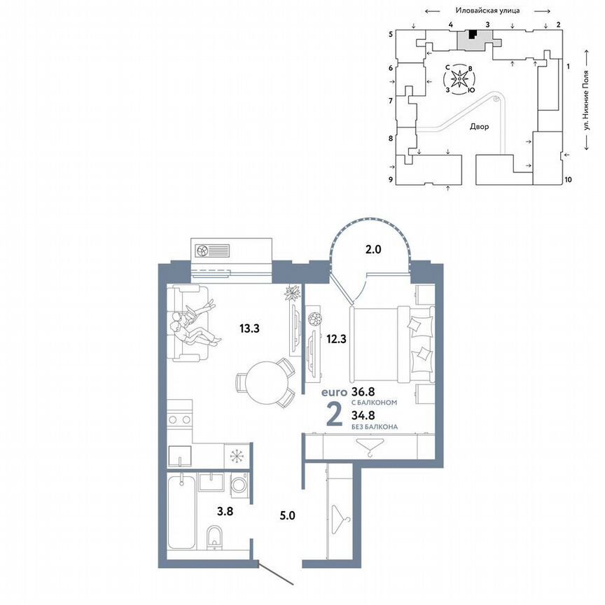 1-к. квартира, 35,4 м², 3/12 эт.