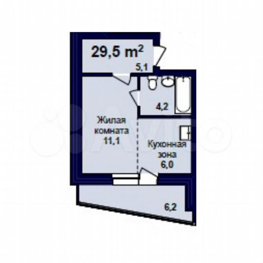 Квартира-студия, 29,5 м², 1/16 эт.