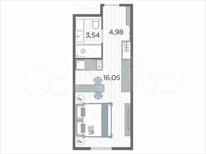 Квартира-студия, 24,6 м², 12/12 эт.