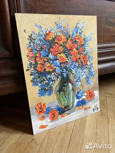 Картина акрил натюрморт цветы