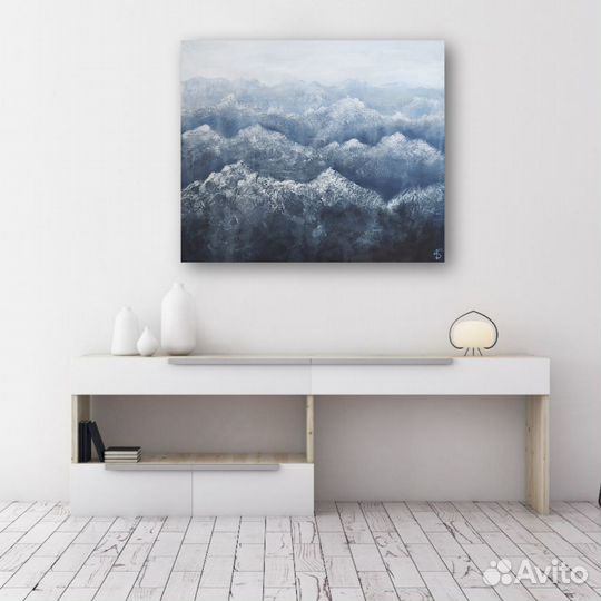 Фактурная картина маслом на холсте горный пейзаж