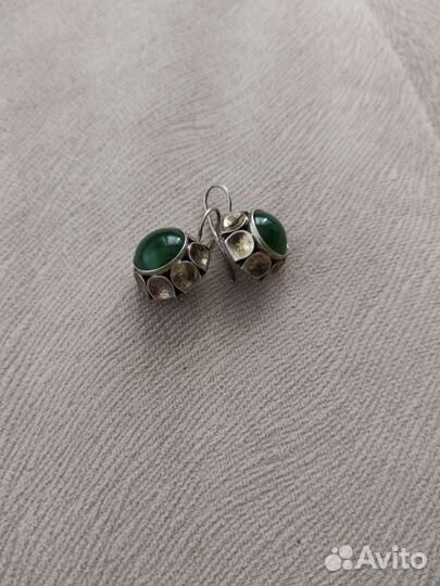 Серьги серебро СССР 875 проба