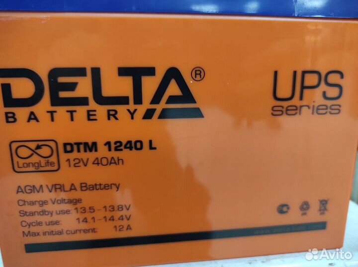Аккумулятор 40Ач AGM delta DTM1240L тяговый выносл