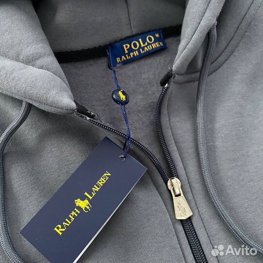 Зип худи polo ralph lauren серый (флис)