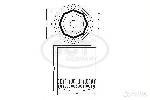 Фильтр масляный Audi 80 1.9 TDI sm141 SCT