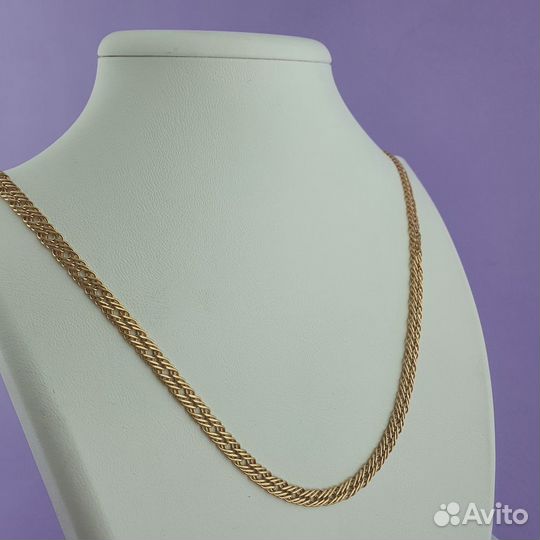 Цепь Тройной ромб с алмазной гранью из красного золота