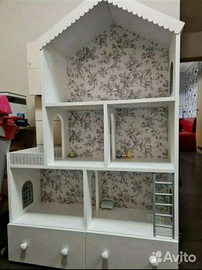 Кукольный домик Стеллаж с ящиками