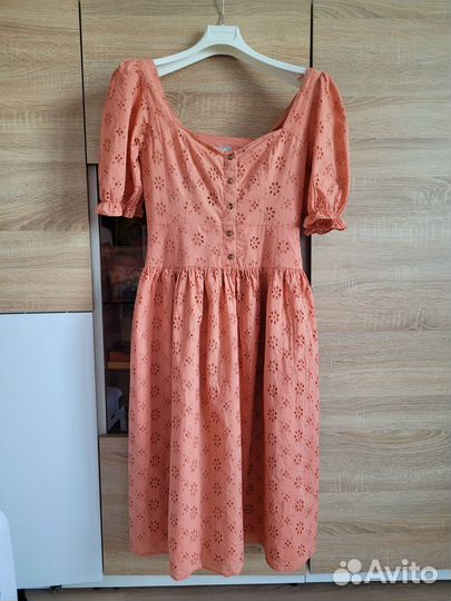 Платье ASOS, S-M, 44-46р. х/б коралловый цвет