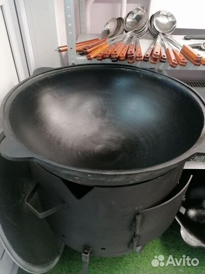 Казан 22л. Узбекский чугун.толстостенный+печь