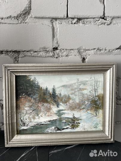 Картина маслом на холсте зимний пейзаж В. Кукса