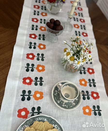 Дорожка на стол лен