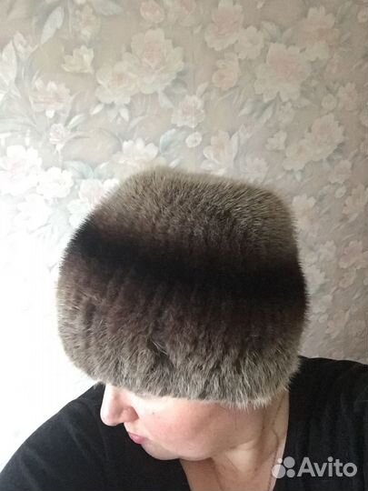 Шапка норковая вязаная женская