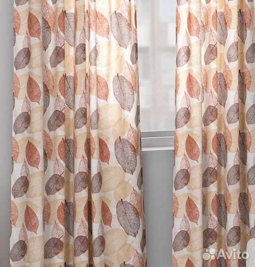 Шторы гардины осень скэрммал, листья, 145x300 см