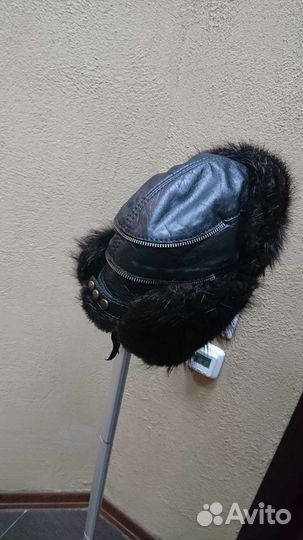 Мужская зимняя шапка (натуральная кожа и мех)