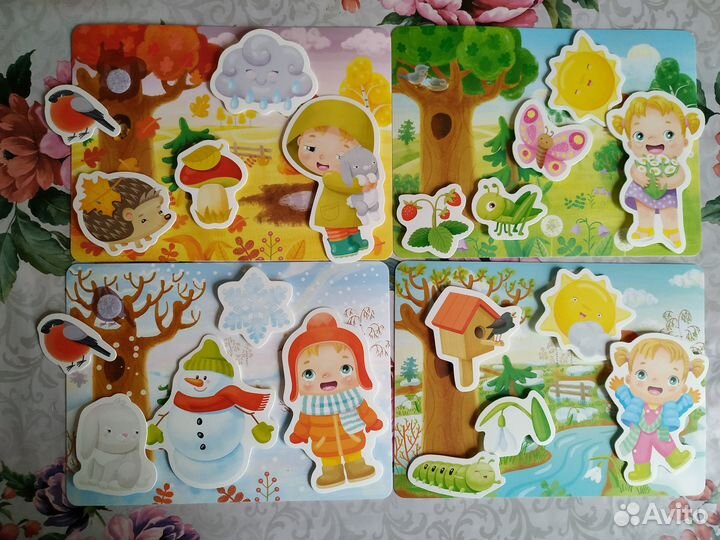 Развивающая игра.Времена года. Пластик на липучках