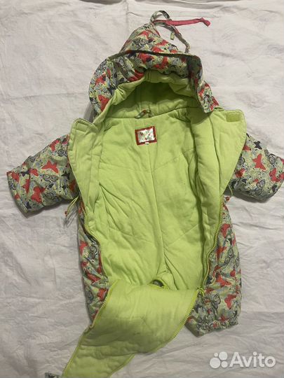 Зимний комбинезон детский, зеденый (р 56/62)