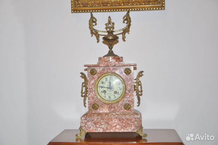 Часы каминные настольные мрамор камень Франция