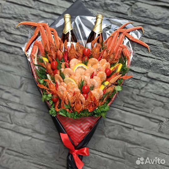 Букеты из морепродуктов, раков. Съедобные букеты