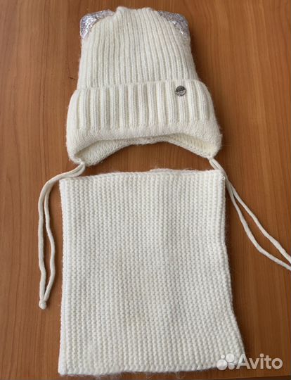 Шапка+снуд для девочки, осень- зима, 52-54