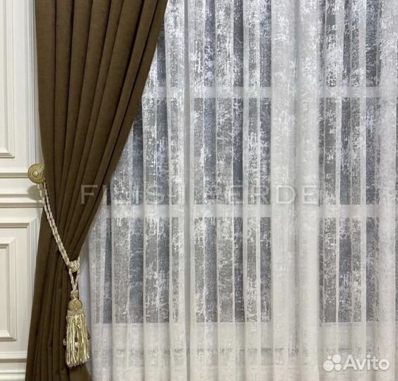 Тюль новый лен готовый 5 м