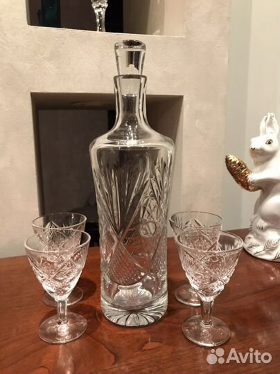 Хрустальный графин и рюмки винтаж СССР