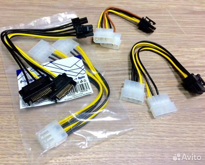 Переходники 2 molex на 6pin, 2 SATA на 6+2pin