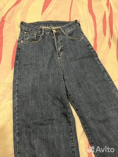 Джинсы темно синие трубы